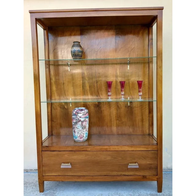 Original display case created as a museum display. Open (without doors). Two crystal shelves. Interior (back, lower and...