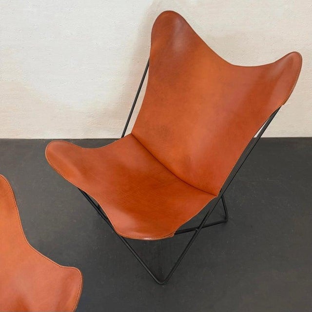 Knoll 1960s Pair of Leather Butterfly Chairs by Jorge Ferrari-Hardoy for Knoll For Sale - Image 4 of 10