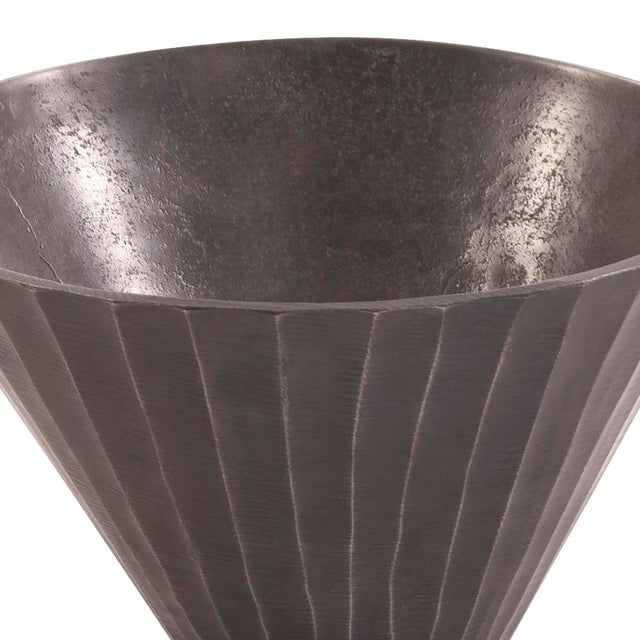 Contemporary Graphite Chiseled Metal Bowl For Sale - Image 3 of 7
