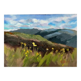 Original Fine Art Painting - A View Through the Daisies For Sale