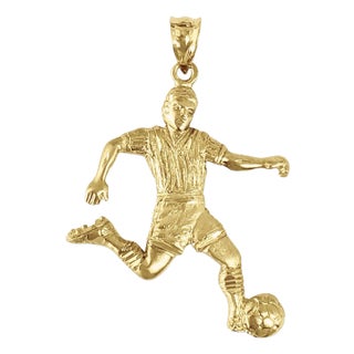 Soccer/Futbol Player Charm with Diamond Cuts 14k Yellow Gold For Sale