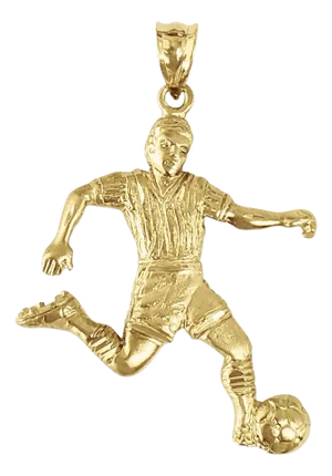 Soccer/Futbol Player Charm with Diamond Cuts 14k Yellow Gold