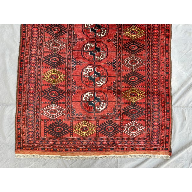 Antique Red Bukhara Hand-Knotted Wool Runner - 6'3" X 3'9" For Sale - Image 4 of 15