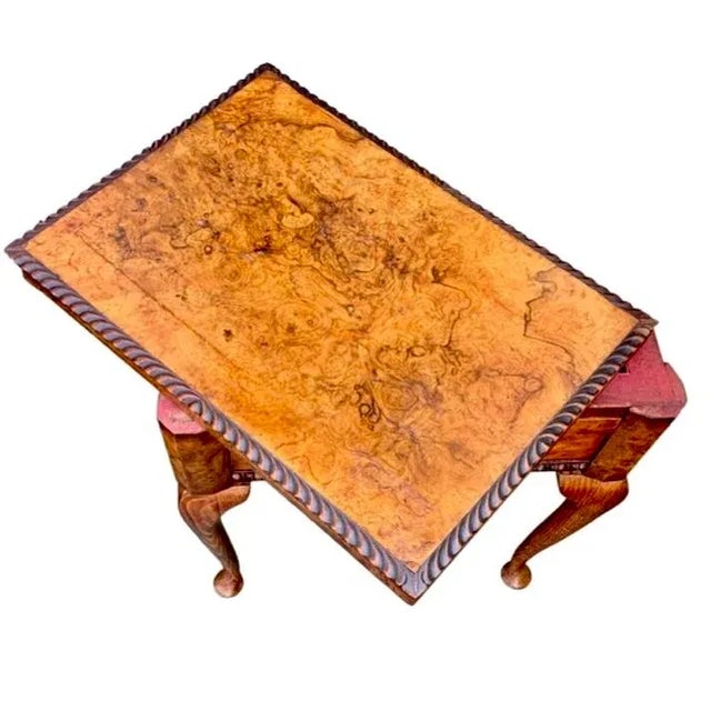 Queen Anne English Queen Anne Carved Walnut Work/Games Table, 19th For Sale - Image 3 of 12