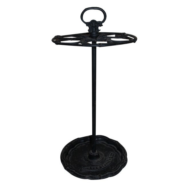 Black Cast Iron Umbrella Stand or Walking Cane Holder, 1890s For Sale