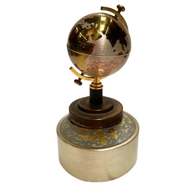 1960s 1960s Mid-Century Brass Spinning Music Box Globe Desktop Table Lighter by Windmill For Sale - Image 5 of 9