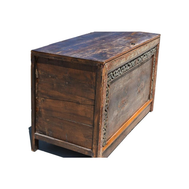 Brown Early 19th Century Mongolian Chest With Foo Dogs Hand Painted All Original For Sale - Image 8 of 16