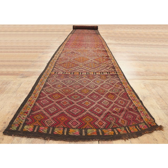Vintage Zemmour Moroccan Kilim Rug, 03'11 X 33'04 For Sale - Image 9 of 11