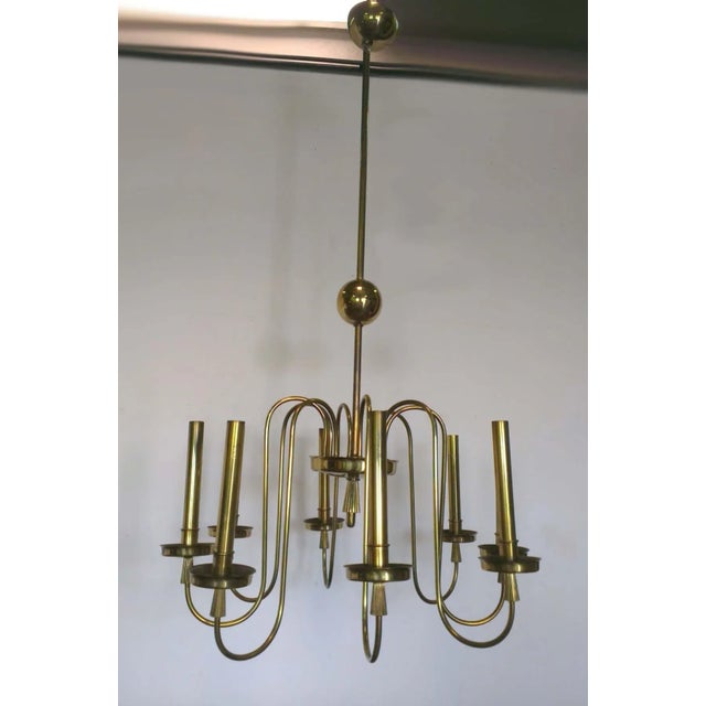 1960s Italian 8 Light Chandelier in Brass, 1960s For Sale - Image 5 of 9
