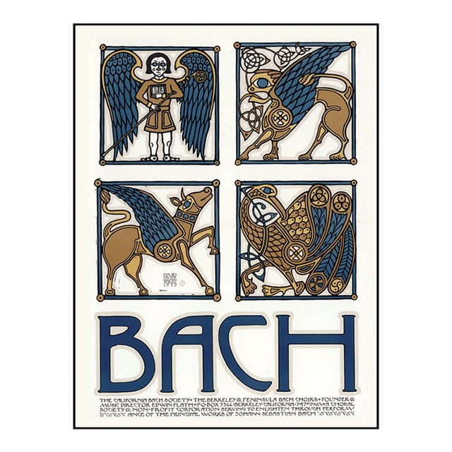 Vintage David Lance Goines, Rare Early "Bach" Music Poster For Sale