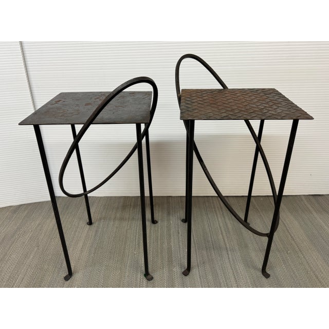 Gray Rhode Island School of Design Wrought Iron Side Tables, Pair For Sale - Image 8 of 12
