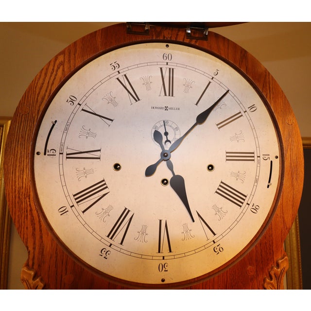 Wood Howard Miller Curved Front Grandfather Clock (Model 610-934) For Sale - Image 7 of 18