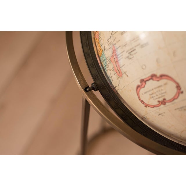 1970s Mid Century Modern 1970s Rotating Replogle World Globe With Brass Floor Stand For Sale - Image 5 of 10