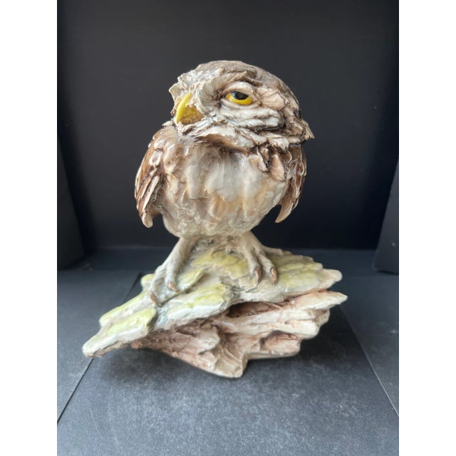 Vintage Mid 20th Century Giuseppe Tagliariol Italian Owl Sculpture Figurine Ceramic For Sale - Image 10 of 13