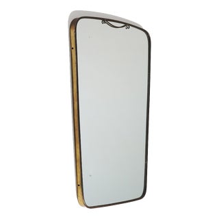 Wall Mirror with Brass Frame, 1950s For Sale