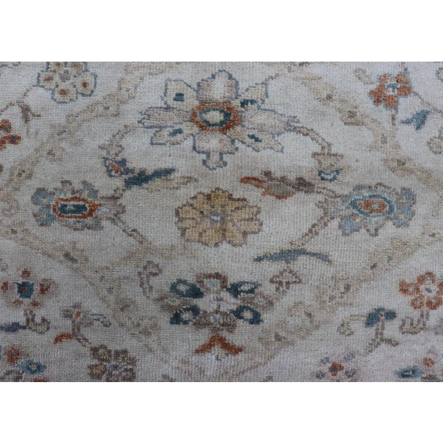 Textile Hand-Knotted Oushak Rug by Keivan Woven Arts, Navy Floral Design 5'7 X 8'8 For Sale - Image 7 of 12