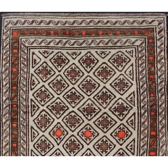 Antique Hand-Knotted Baluch Tribal Rug With All-Over Geometric Diamond Design 4'8 X 7'2 For Sale - Image 10 of 12