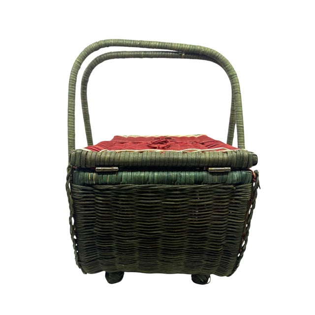 Vintage Boho Trompe L’Oeil Watermelon Wicker Picnic Basket. For Sale - Image 11 of 12