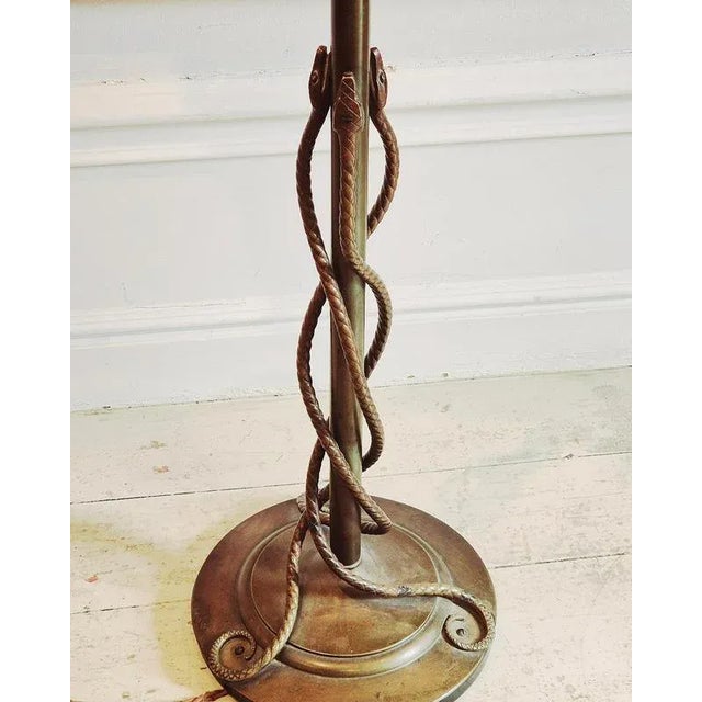 Metal Vintage Bronze Floor Lamp with Entwined Snakes, 1950s For Sale - Image 7 of 15