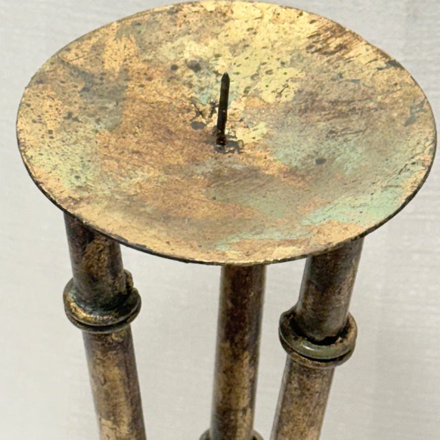 Vintage Hand Gilt Faux Bamboo Tole Candle Holders - Newly Painted For Sale - Image 11 of 12