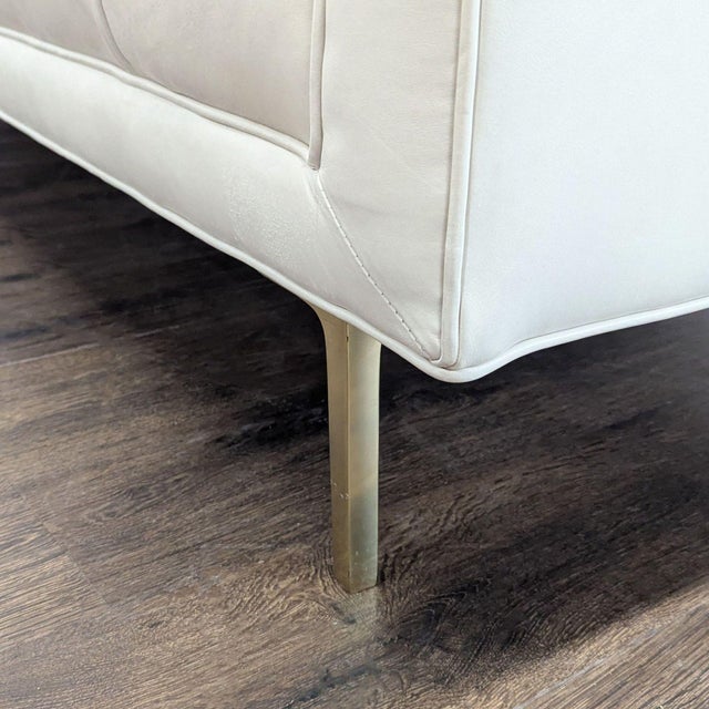 Animal Skin Elite Leather Mila Company Modern 3-Seat Tufted White Leather Sofa For Sale - Image 7 of 9