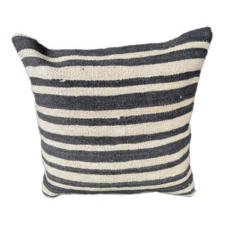 Turkish Hemp Pillow Cushion Natural Beige Black Cushion Cover 20"x20" For Sale