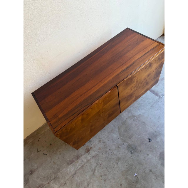 Vintage Danish Rosewood Sideboard Cabinet – Mid Century Modern 2 Door Credenza on Tapered Legs For Sale - Image 4 of 10