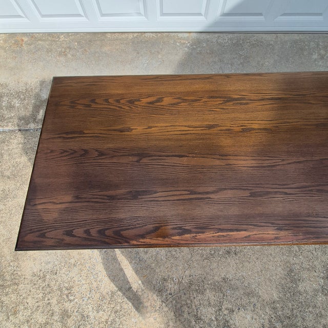 Pennsylvania House 1990s Vintage Pennsylvania House Queen Anne Chippendale Stained Oak Library Table Desk For Sale - Image 4 of 10