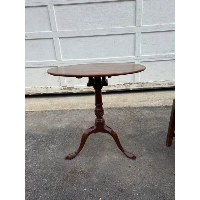 Brown Antique Georgian Queen Anne Style Bird Cage Tilt Top Side Table For Sale - Image 8 of 16