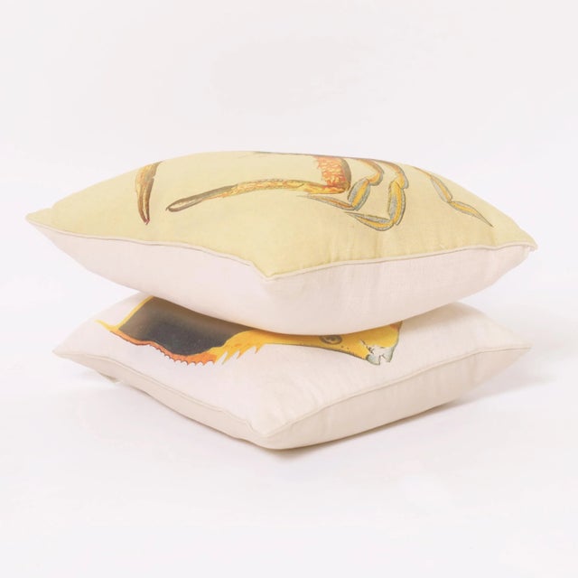 Early 21st Century Down Filled Linen Throw Pillow With a Crab For Sale - Image 5 of 5