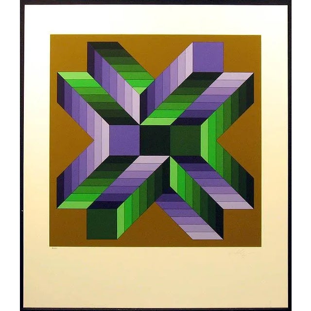 "Mata Fem" Unframed limited edition serigraph by Victor Vasarely. Hand signed by the artist in pencil. Paper Size: 31-1/2"...