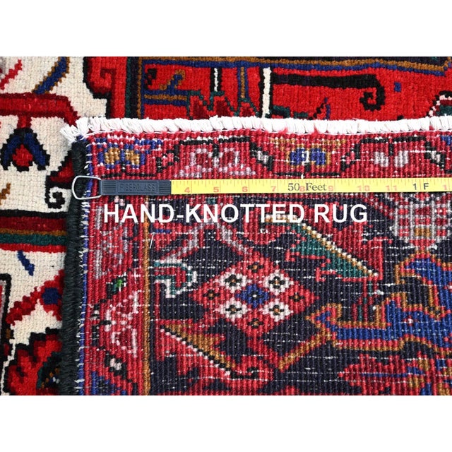 1960 8'7"x10'10" Pomegranate Red Worn Wool Hand Knotted Vintage Persian Oriental Rug For Sale - Image 4 of 12