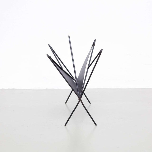 Black Metal Magazine Holder attributed to Mathieu Matégot, 1950s For Sale - Image 3 of 11