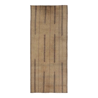 Vintage Tuareg Mat Runner in Brown and Beige With Vertical Geometric Patterns For Sale