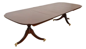 Stickley Georgian Mahogany Double Pedestal Extension Dining Table, Newly Refinished