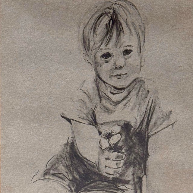 Late 20th Century 1970s Mid-Century c.w. Guest Limited Edition Child Portrait Lithograph in Deep Gallery Frame With Linen Liner For Sale - Image 5 of 10