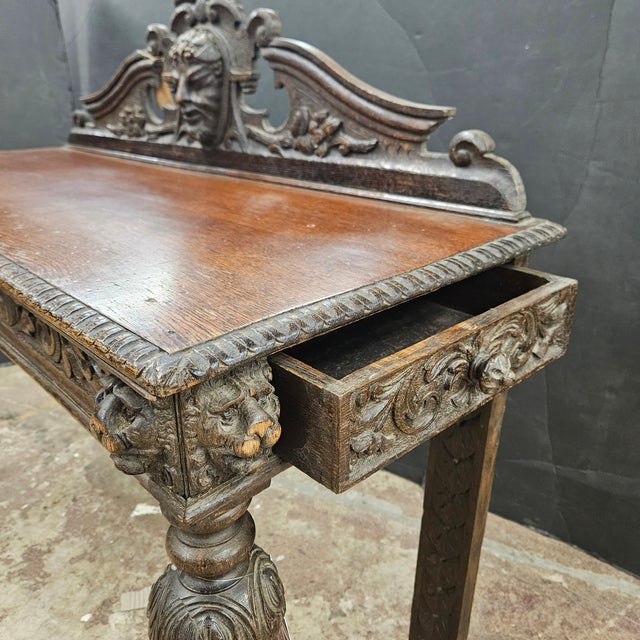 Late 19th Century Carved Oak Antique Victorian Hall Table For Sale - Image 10 of 18