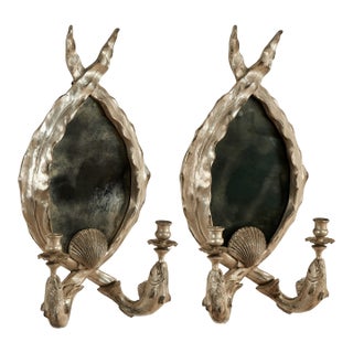 Vintage Pair of Wall Sconces With Fish and Seashells For Sale