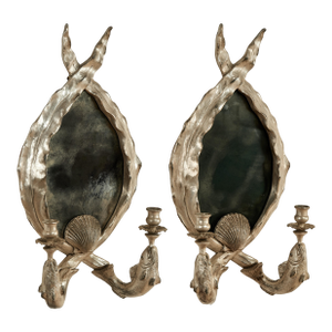 Vintage Pair of Wall Sconces With Fish and Seashells