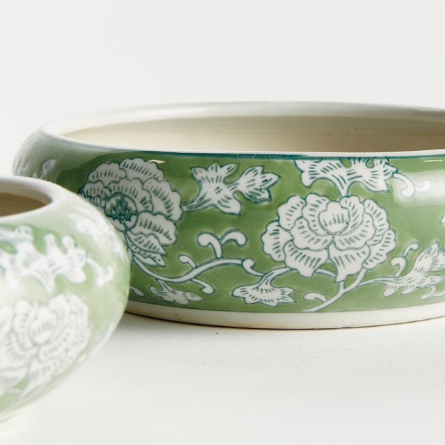 Early 21st Century Imperial Lotus Low Pots, Set Of 2 For Sale - Image 5 of 7
