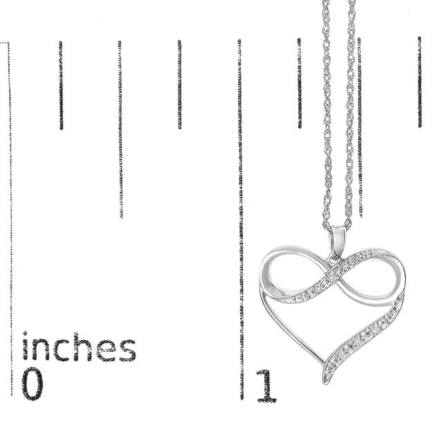 Early 21st Century .925 Sterling Silver Diamond Accent Infinity Heart Love Pendant Necklace (J-K Color, I2-I3 Clarity) - 18" Inches For Sale - Image 5 of 5