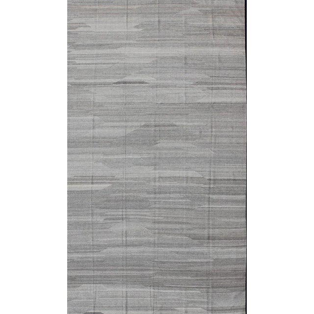 Very Large Modern Kilim With Solid Minimalist Design in Variation of Gray Tones For Sale - Image 4 of 13