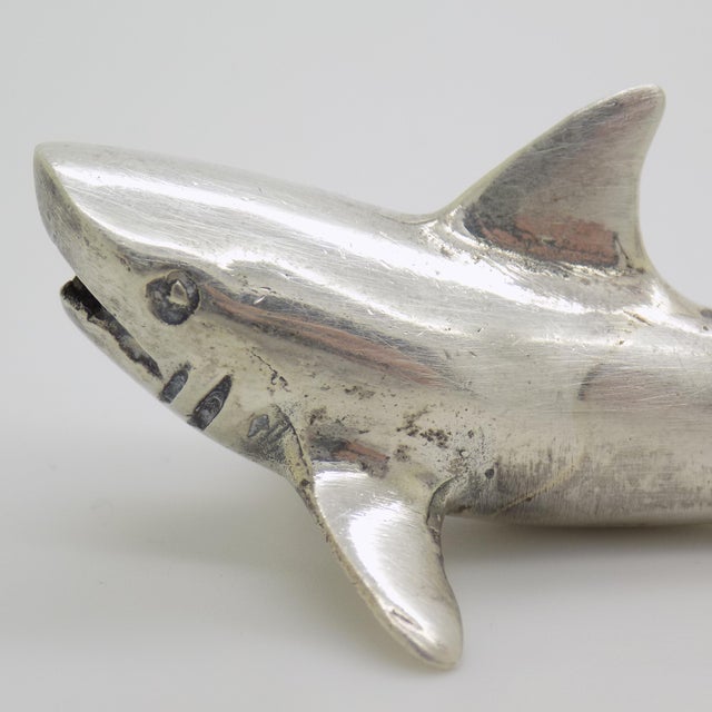 Vintage Italian Handmade Genuine Silver Large Shark Figurine Sculpture, Made in Tuscany (Arezzo) For Sale - Image 4 of 10