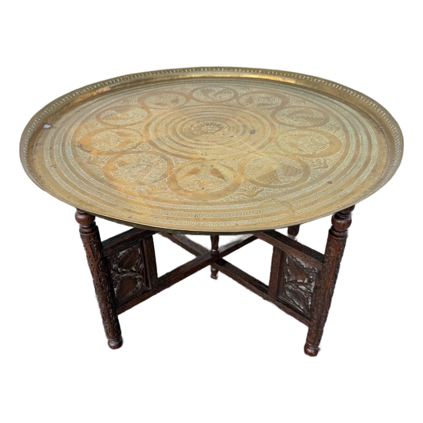 Brass Moorish Tray Collapsible Coffee Table | Chairish