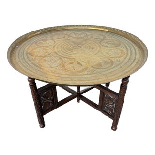 Brass Moorish Tray Collapsible Coffee Table For Sale