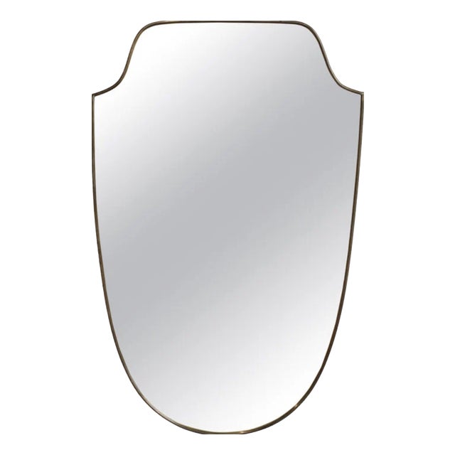 Vintage Italian Wall Mirror with Brass Frame by Gio Ponti, 1960s For Sale