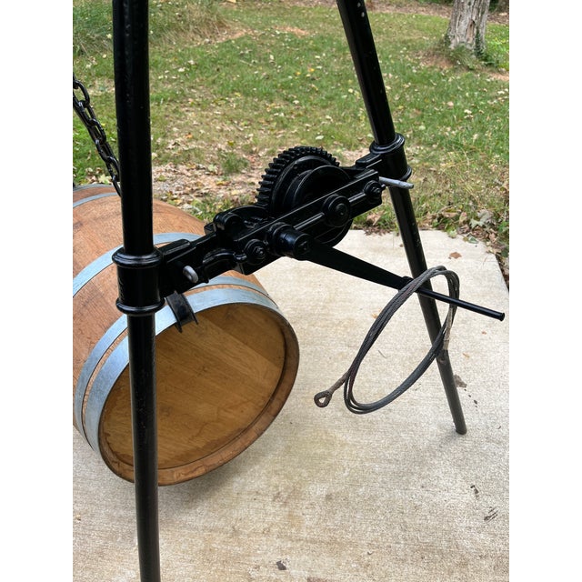 Vintage French Wine Barrel Scale in Forged Steel by Noguera For Sale - Image 4 of 5