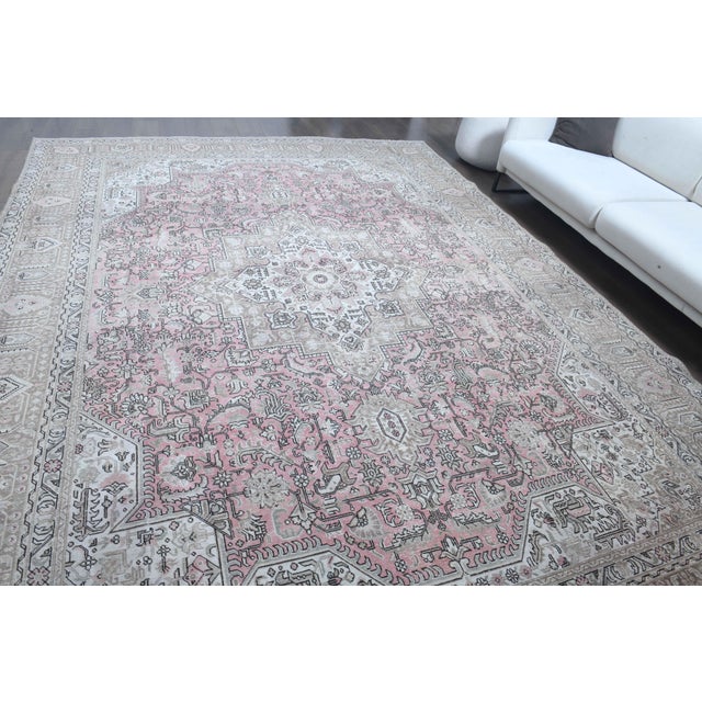 Textile 1960s Vintage Persian Handmade Wool Cotton Light Pink Area Rug For Sale - Image 7 of 11