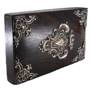 Block Holder in Rosewood with Silver Applications of the Portuguese Coat of Arms For Sale