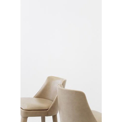 Contemporary Nude Color Ecoleather Beech Wood Chair by Casa Casati For Sale - Image 3 of 8